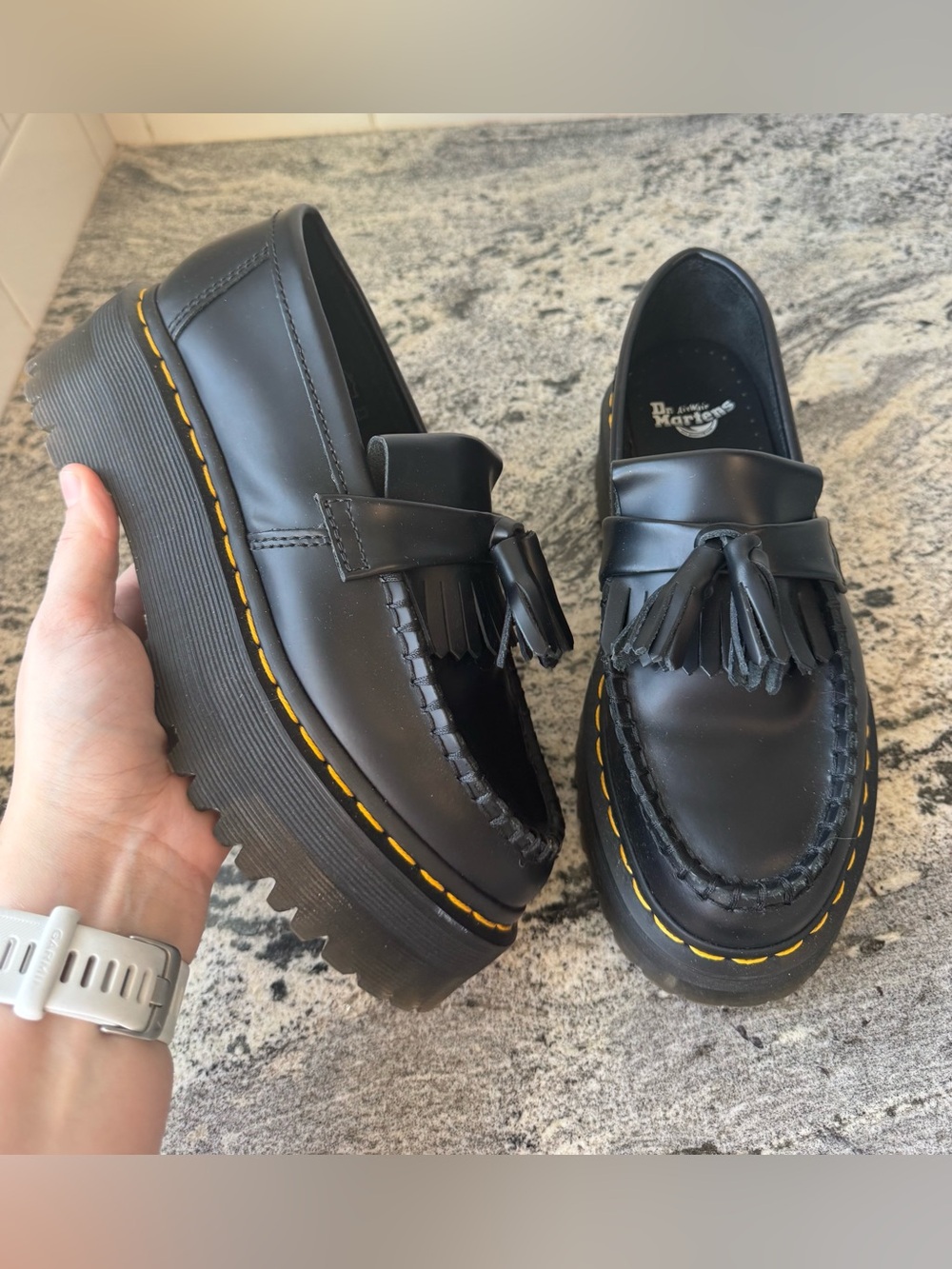 Dr. Martens Adrian Quad Platform Loafer. Smooth Black Leather. Like New L6 EU 37
